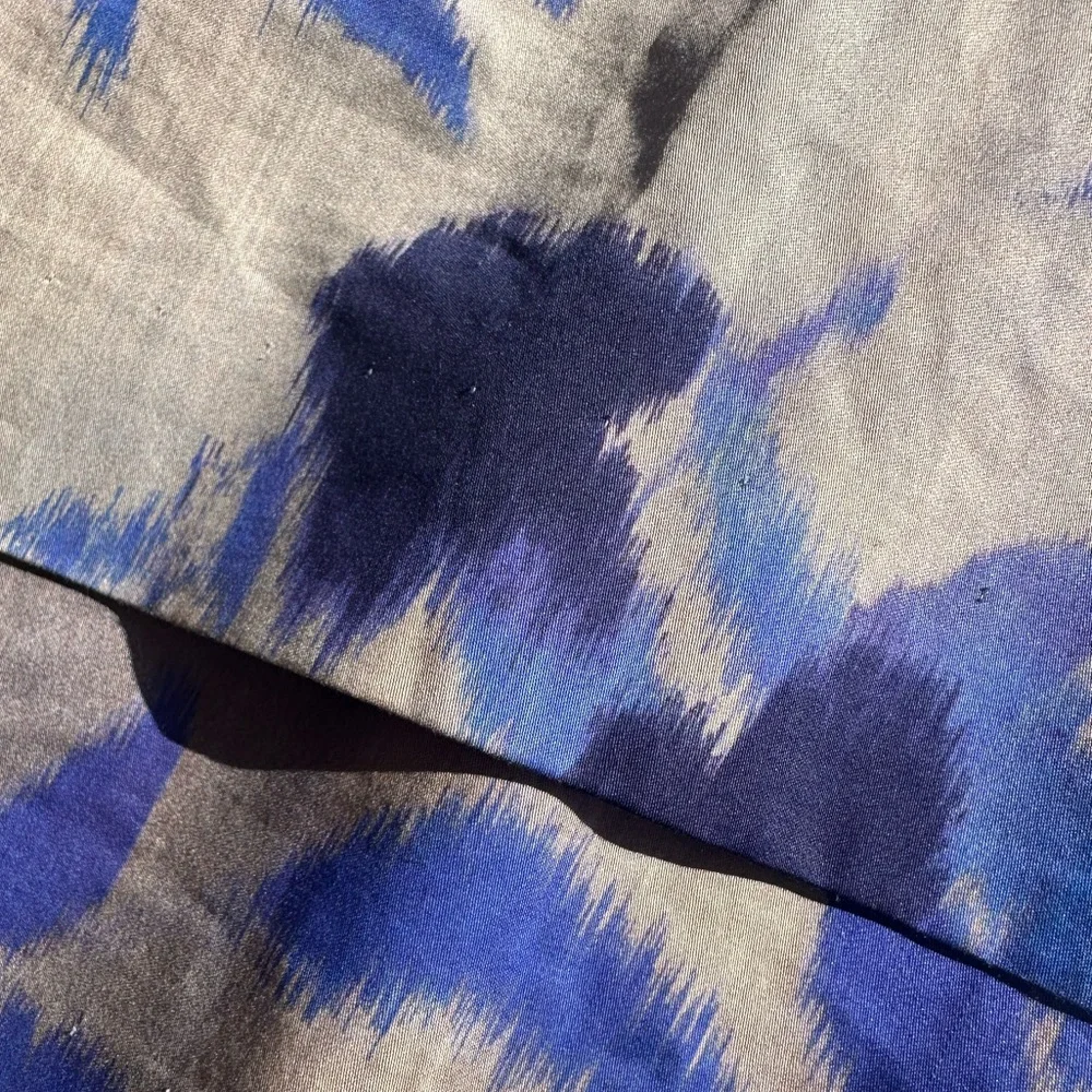 BOSS Satin Layered Blue and Greige Floral Pencil Skirt, 0